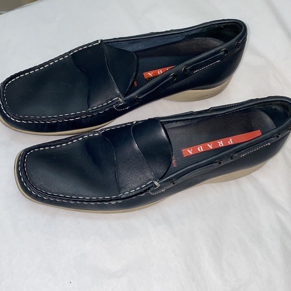 Authentic Vintage PRADA boat shoes loafers Navy - Picture 2 of 6